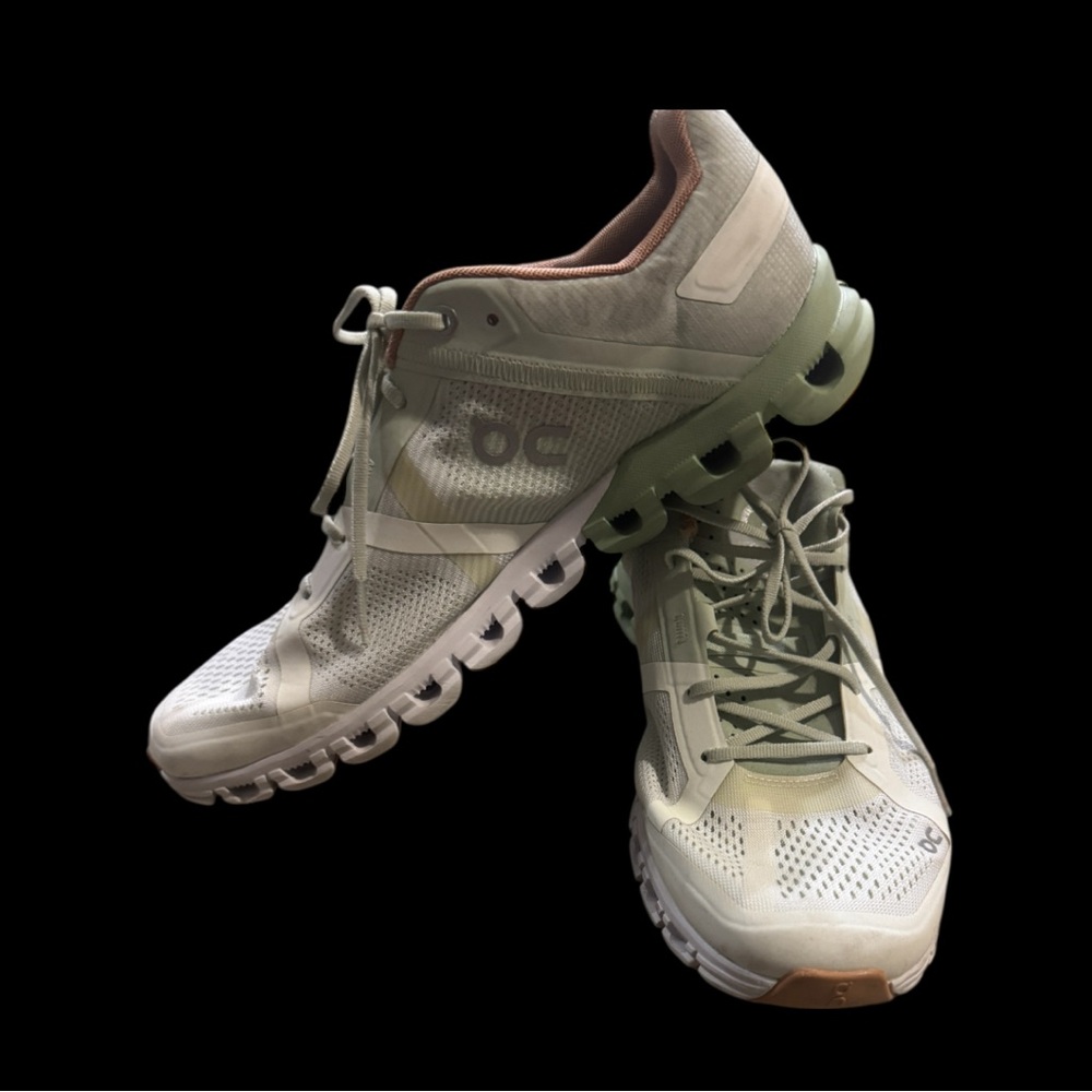 On Cloud Running Women's Athletic Shoes - Creme, Brown and Green